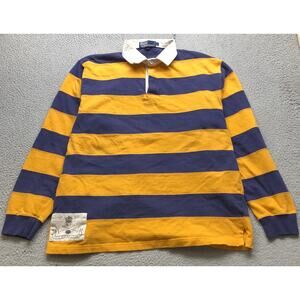 Vintage Polo By Ralph Lauren 5 Striped Rugby Shirt Men Large Long Sleeve Yellow